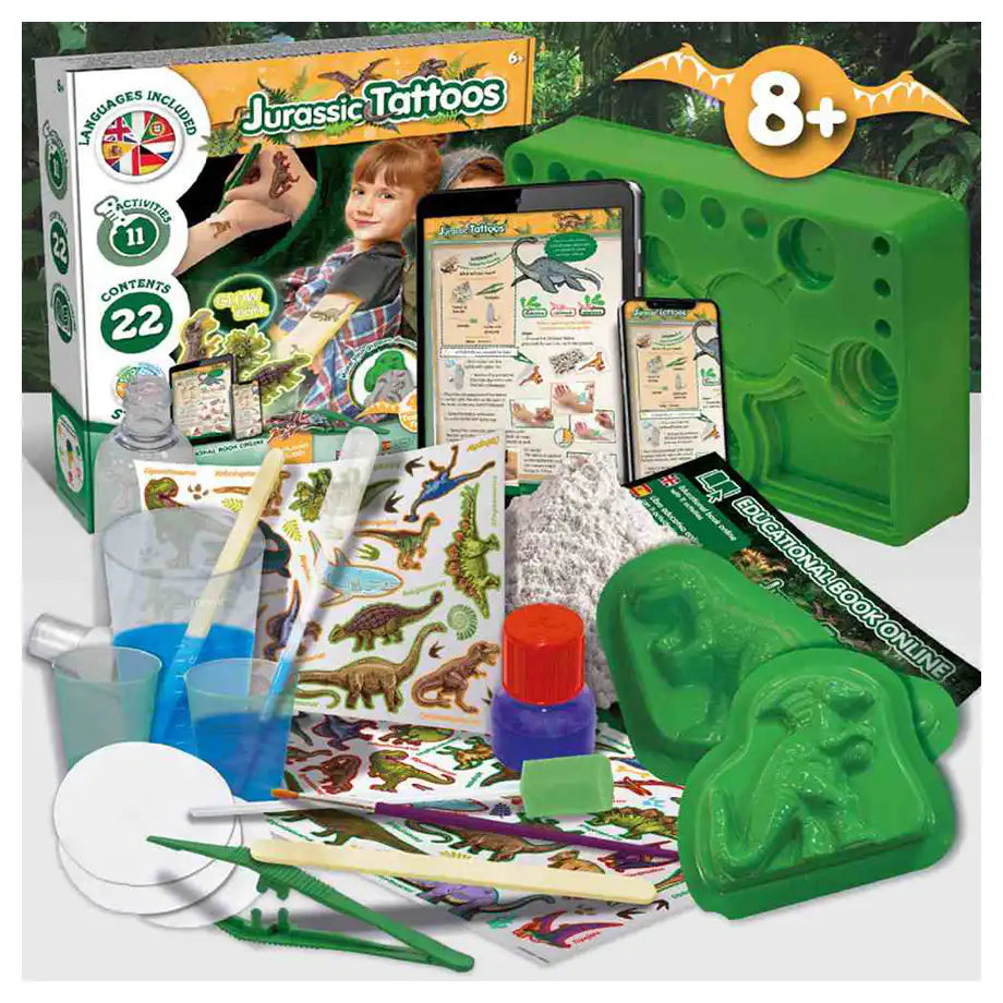 Science4You Jurassic Glow-In-The-Dark Tattoos Diy Steam Kit