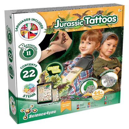 Science4You Jurassic Glow-In-The-Dark Tattoos Diy Steam Kit