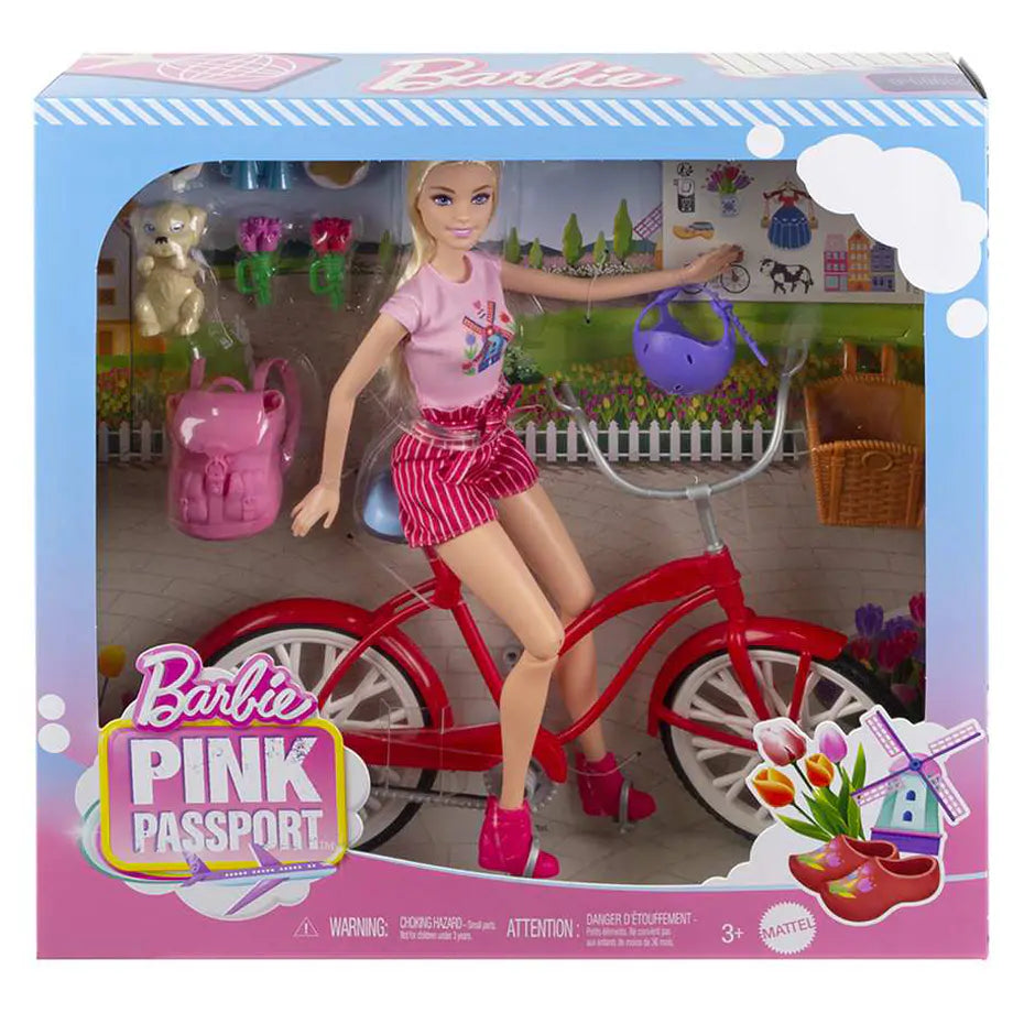 Barbie Pink Passport Holland Bicycle Adventure Doll Set