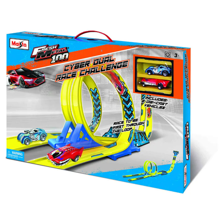 Maisto Fresh Metal 100 Cyber Dual Race Challenge Playset with Pullback ...