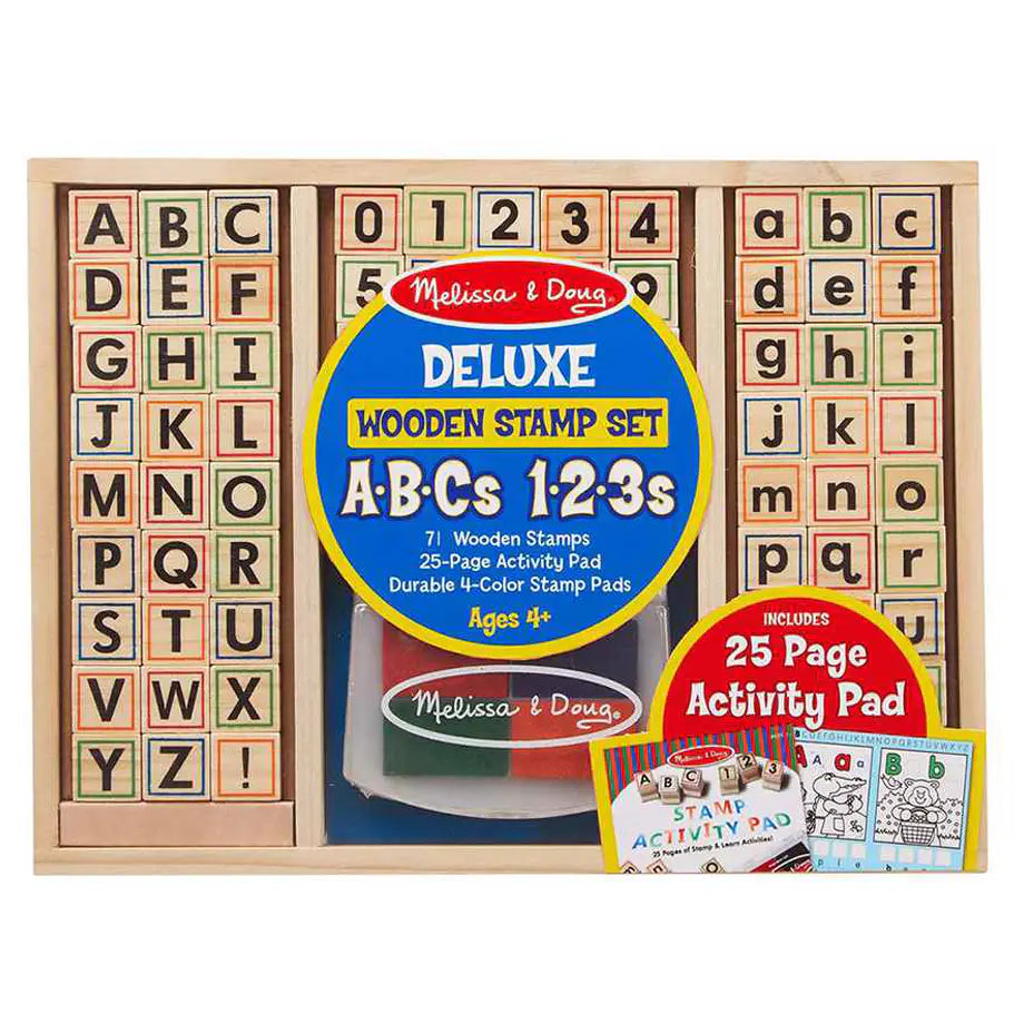 Melissa & Doug Deluxe ABCs & 123s Wooden Stamp Activity Playset