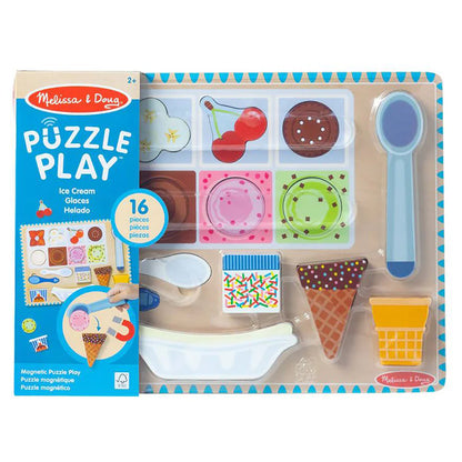 Melissa & Doug Wooden Magnetic Ice Cream Puzzle & Play Set (16 Pieces)
