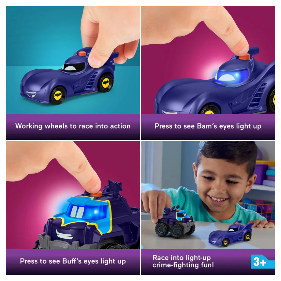 Fisher-Price DC Batwheels Light-up Bam the Batmobile & Buff Racer Toy Cars