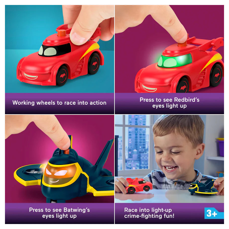 Fisher-Price DC Batwheels Light-up Redbird & Batwing Racer Toy Cars