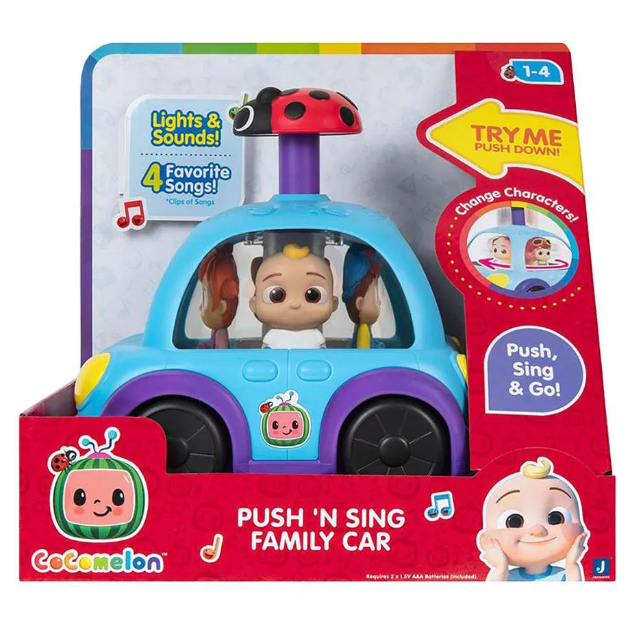 CoComelon Light N' Sound Push ’N Sing Family Car (17.78 cm, Blue)
