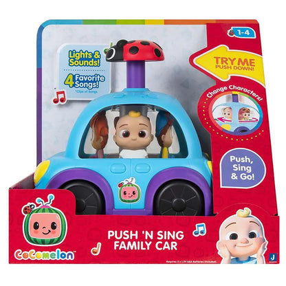 CoComelon Light N' Sound Push ’N Sing Family Car (17.78 cm, Blue)
