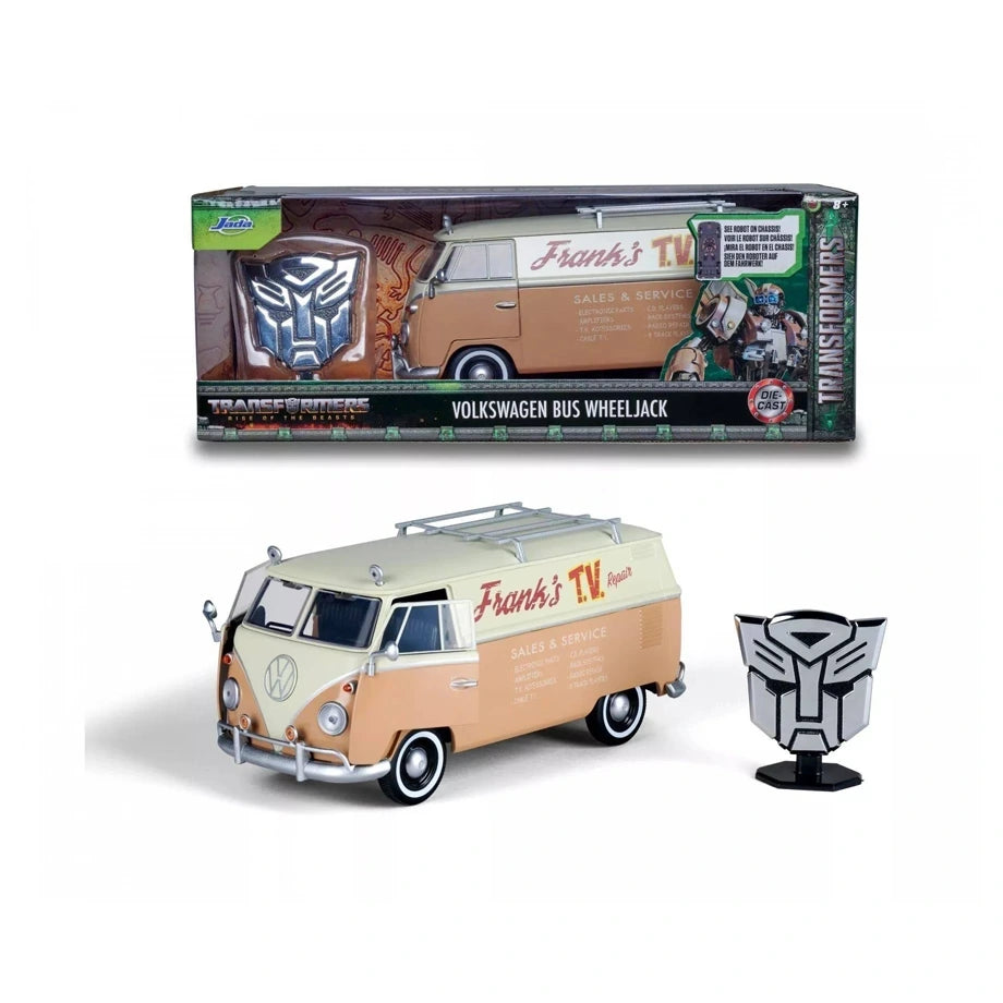 Jada Toys Transformers Rise of the Beasts Volkswagen Bus Wheeljack Die-cast Vehicle (1:24, Brown/Cream)