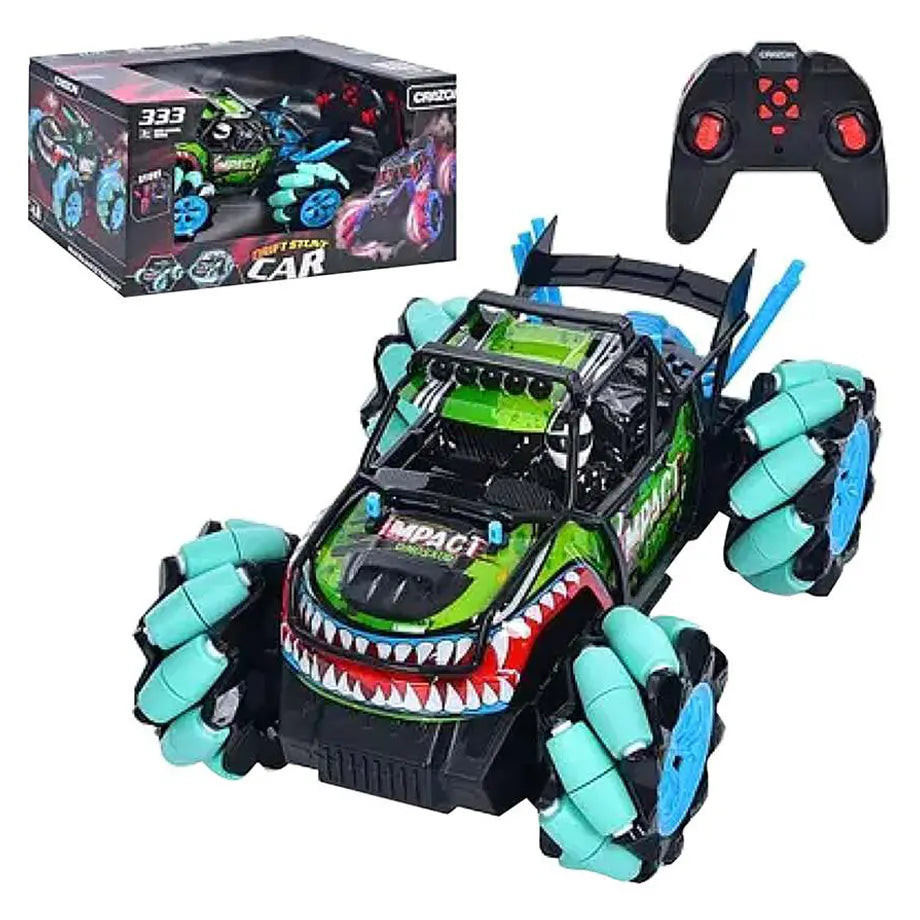 Crazon Impact Dinosaur Drift Stunt RC Car (2.4 GHz, Black/Green)
