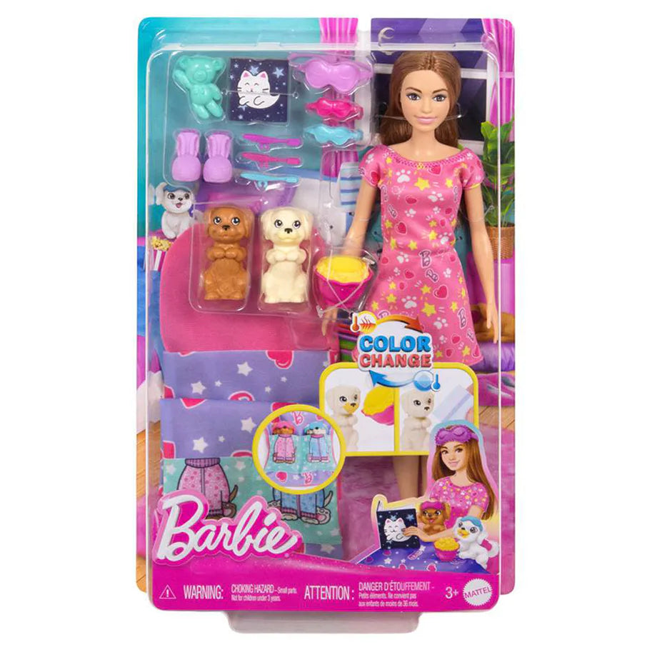 Barbie Doll & Puppy Slumber Party Playset