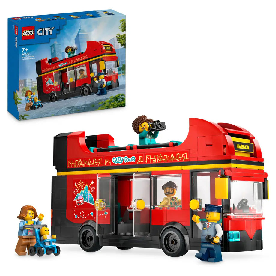LEGO City Red Double-Decker Sightseeing Bus Toy 60407 Building Toy Set (384 Pieces)