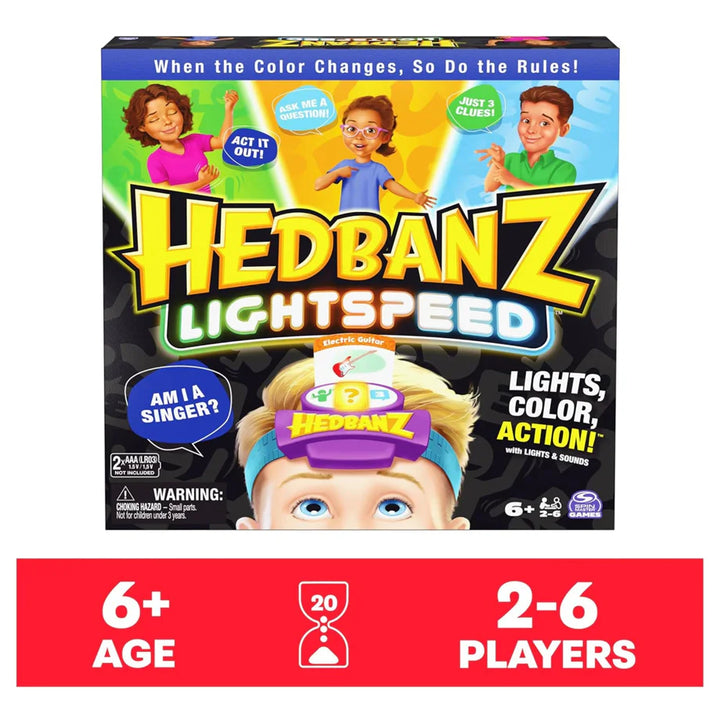 Spin Master Hedbanz Lightspeed Game with Lights & Sounds Family Game (74 Pieces)