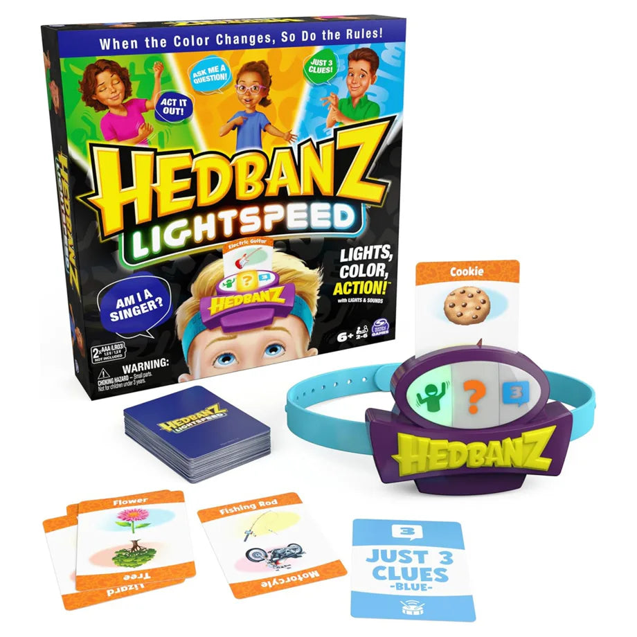 Spin Master Hedbanz Lightspeed Game with Lights & Sounds Family Game (74 Pieces)