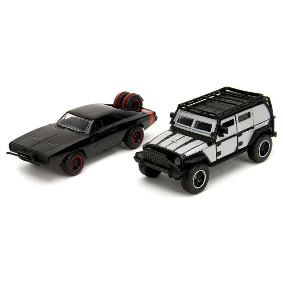 Jada Fast & Furious Dom's Dodge Charger R/T & Tej's Jeep Wrangler Model Cars Set