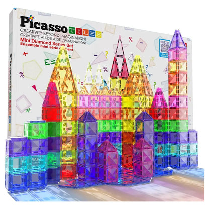 PicassoTiles Mini Diamond Collection Travel Size Magenetic Building Block Set (80 Pieces)