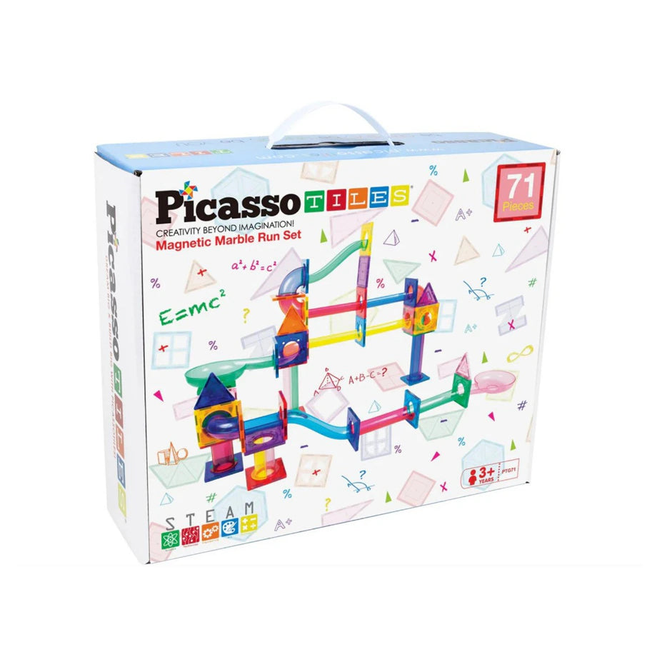 PicassoTiles Marble Run Magnetic Building Blocks Set (71 Pieces)