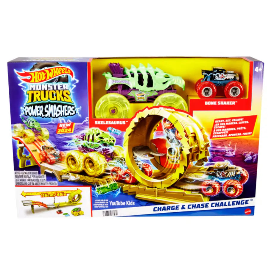 Hot Wheels Monster Trucks Power Smashers Charge & Chase Challenge Track Set