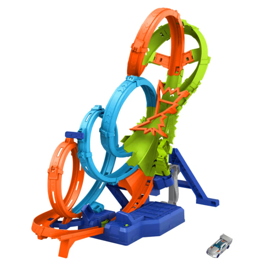 Hot Wheels Action 4-Loop Crash Out Track Set with Motorized Booster & Toy Car