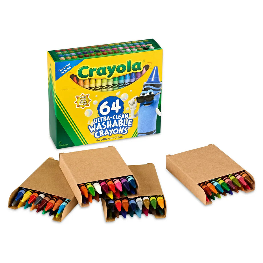 Crayola Ultra-Clean Washable Crayons 64 pieces with Sharpener Back to School Supplies