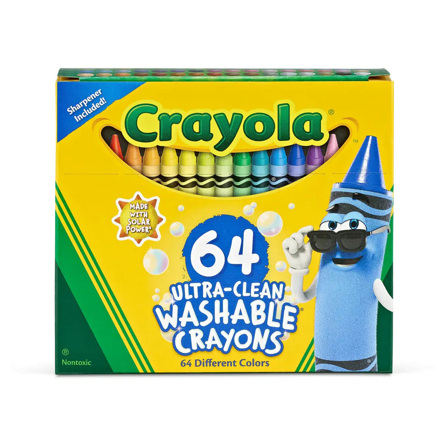 Crayola Ultra-Clean Washable Crayons 64 pieces with Sharpener Back to School Supplies