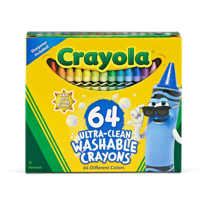 Crayola Ultra-Clean Washable Crayons 64 pieces with Sharpener Back to School Supplies