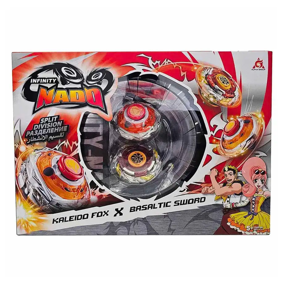Infinity Nado Split Series Kaleido Fox & Basaltic Sword Spinning Tops Set