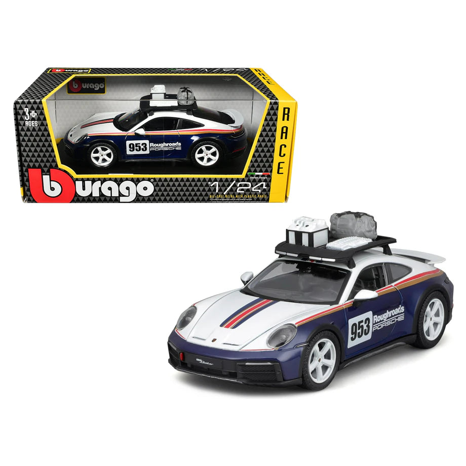 Bburago Porsche Dakar Roughroads Diecast Model Car (Blue & White)
