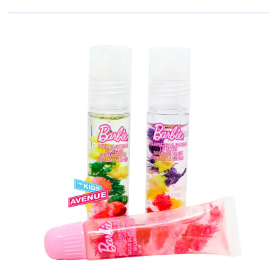 Townley Girl Barbie Floating Floral Flavored Lip Gloss Set 6 ml each, (Pack of 3)
