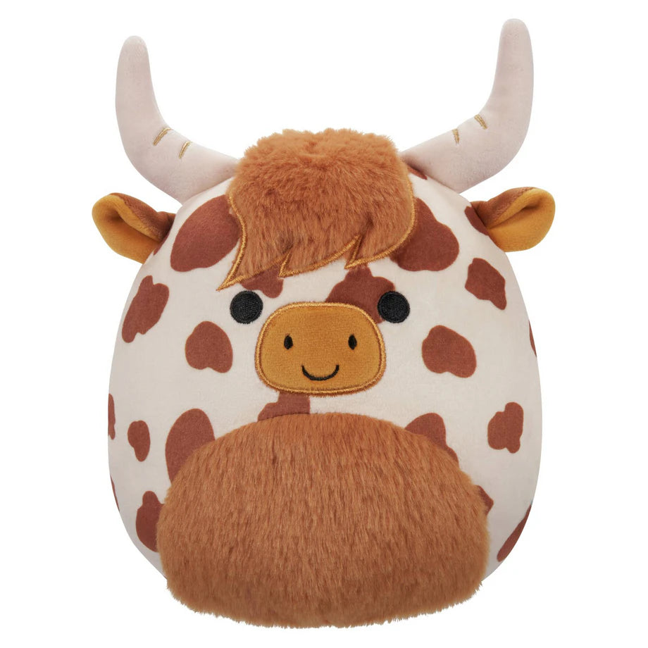 Squishmallows Alonzo the Brown and White Highland Longhorn Cow Plush Toy