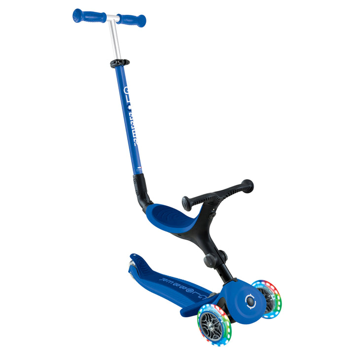 Globber Go Up Active Lights 3-Wheel Foldable Kick Scooter with Seat