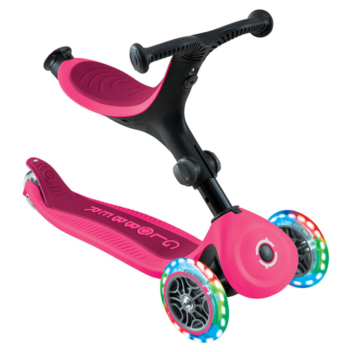 Globber Go Up Active Lights 3-Wheel Foldable Kick Scooter with Seat