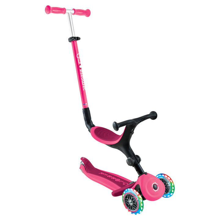 Globber Go Up Active Lights 3-Wheel Foldable Kick Scooter with Seat