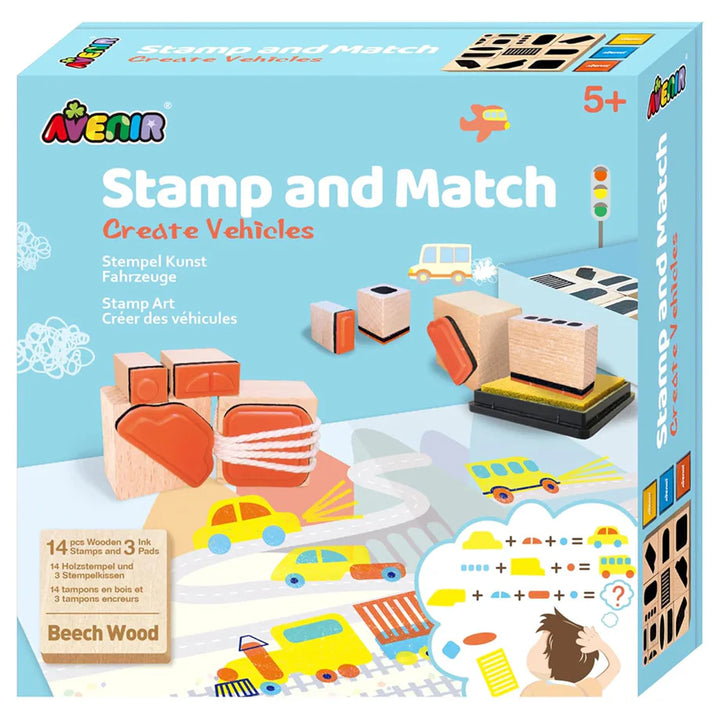 Avenir Stamp and Match Create Vehicles Art Kit