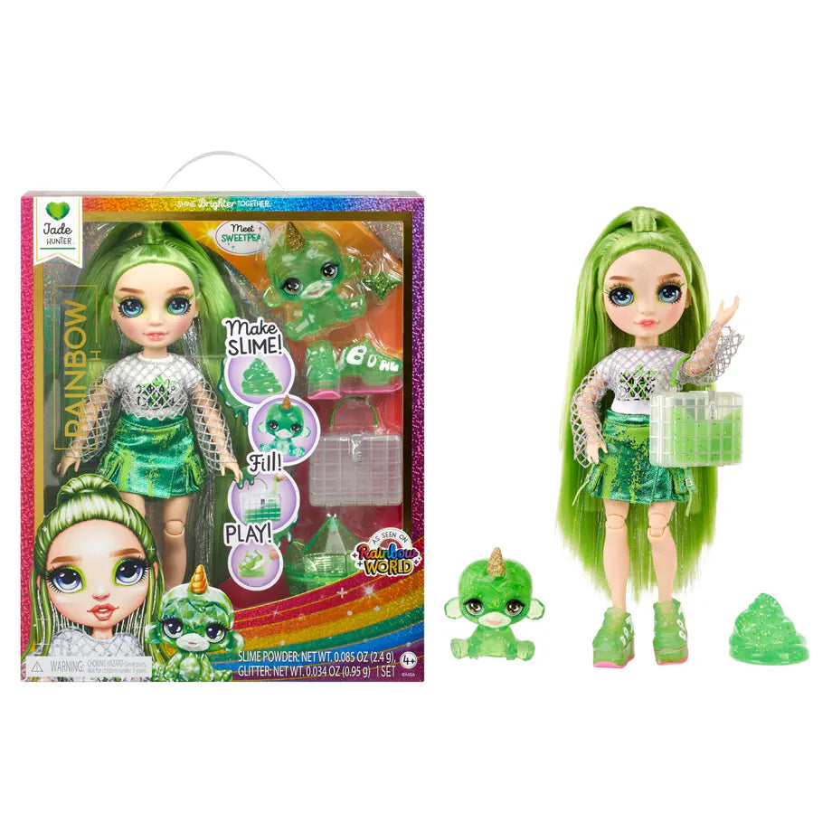 Rainbow High Jade Hunter Slime Kit & Pet Fashion Doll (28 cm)