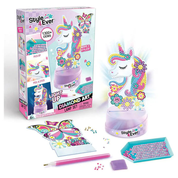 Canal Toys Style 4Ever Light Up Diamond Art Painting Kit (Butterfly and Unicorn)