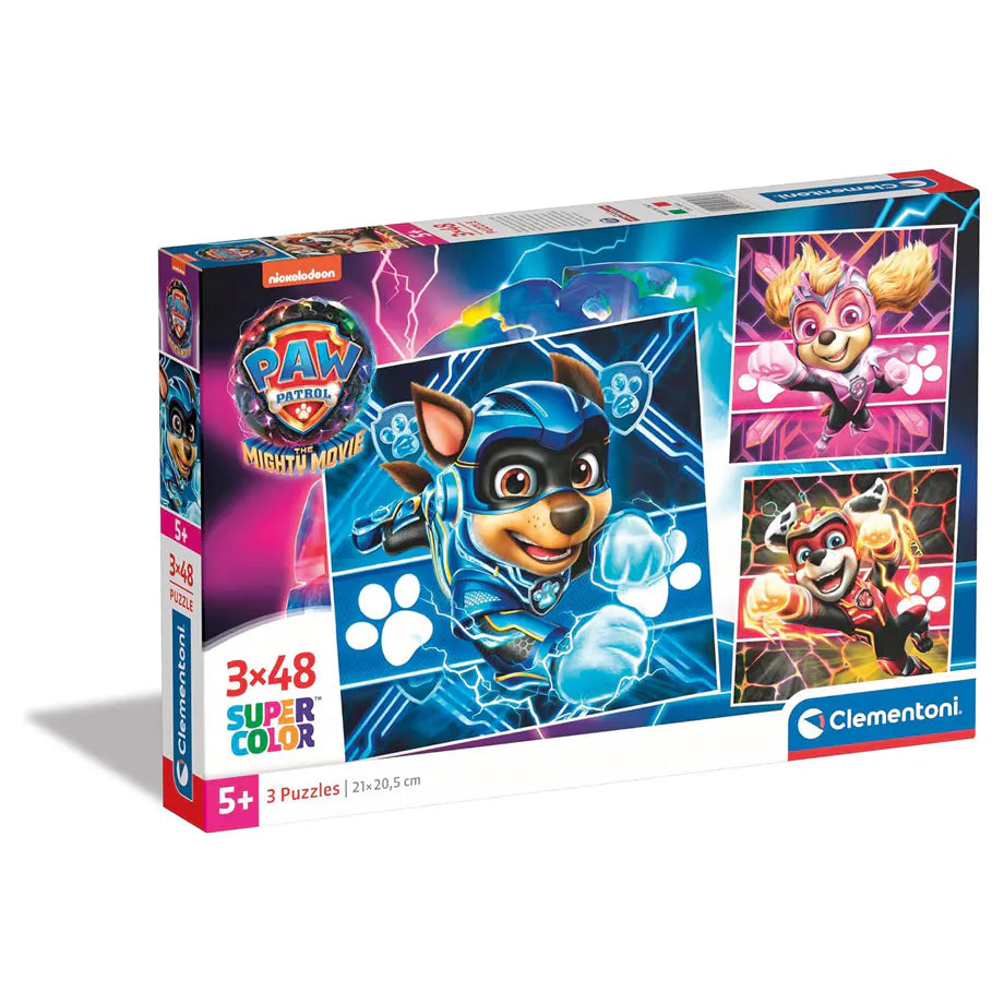 Clementoni Nickelodeon Paw Patrol: The Mighty Movie Super Color Jigsaw Puzzle Set (3x48 Pieces)