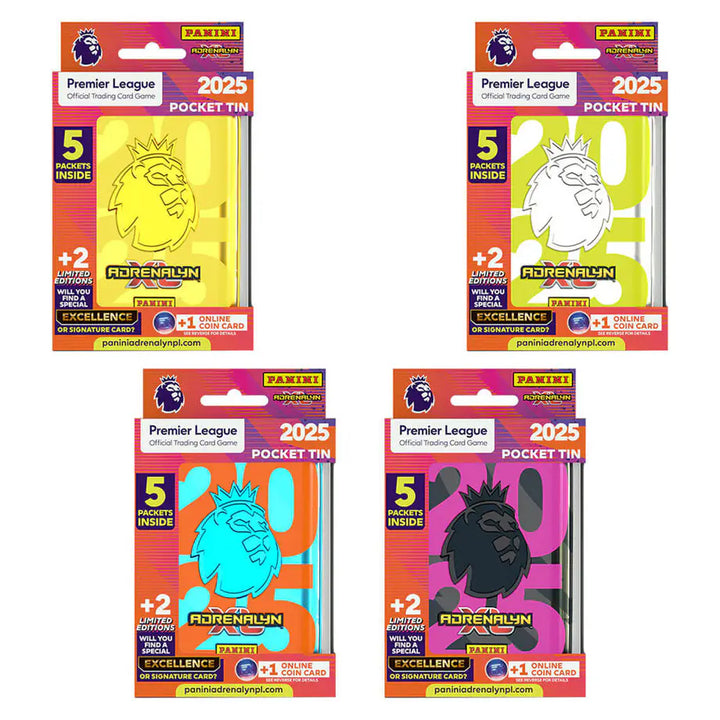 Panini Premier League 2025 Adrenalyn XL Trading Cards Game Pocket Tin (Assorted)