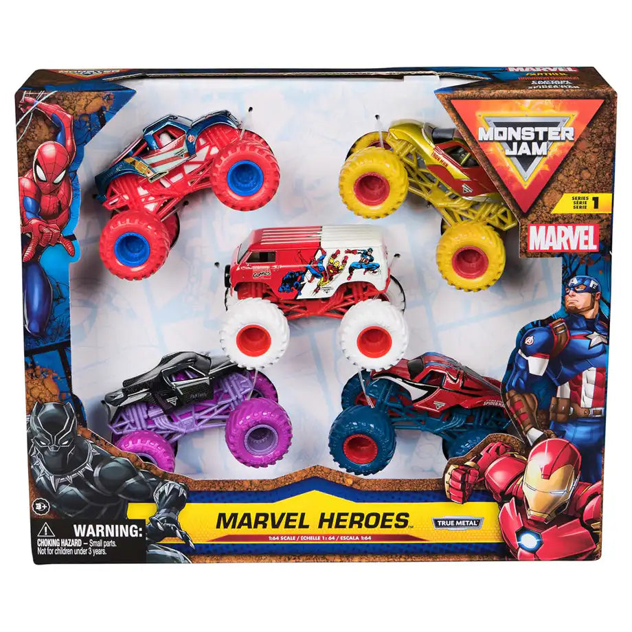 Monster Jam Marvel Heroes Die-Cast Vehicles (1:64, Pack of 5)