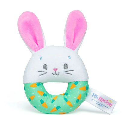 Ms. Rachel Hop Little Bunnies Soft Rattle with Plush Bunny Cover (22 cm)