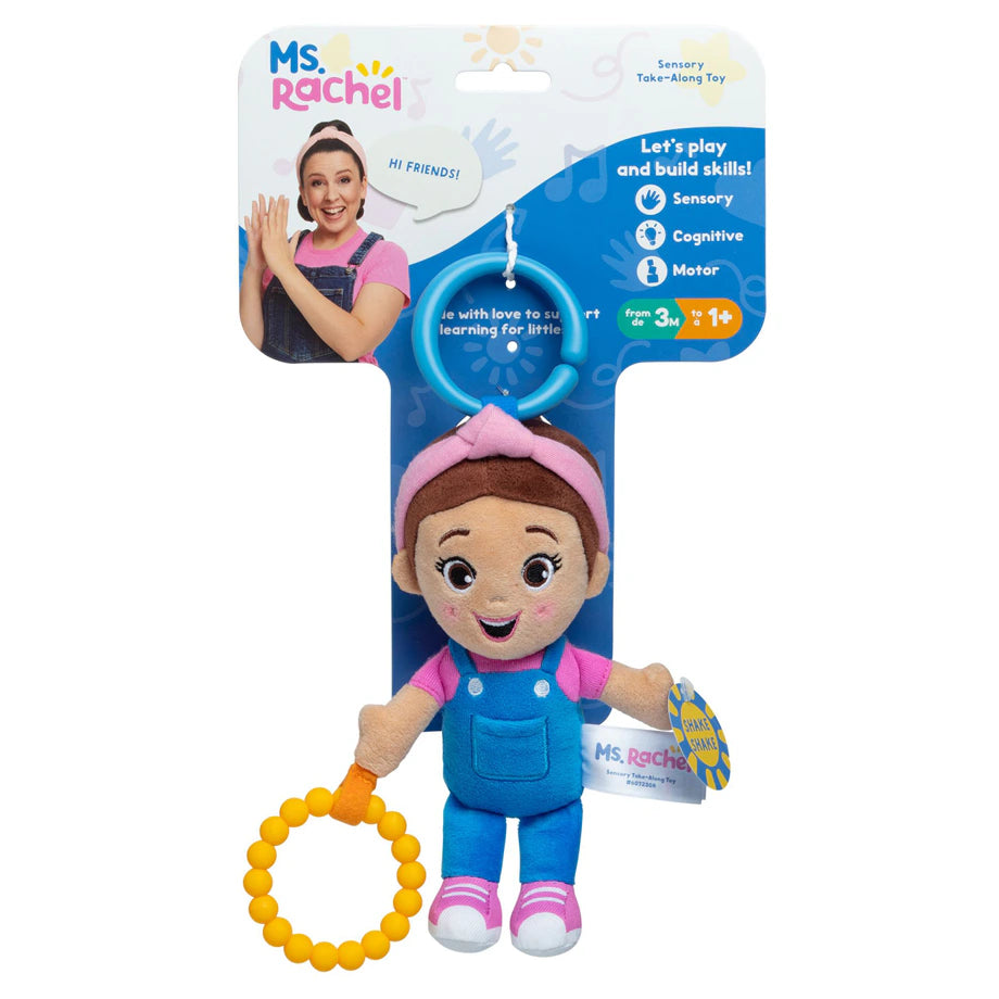 Ms. Rachel Sensory Take-Along Swing & Stroller Teething Rattle Toy (17.78 cm)