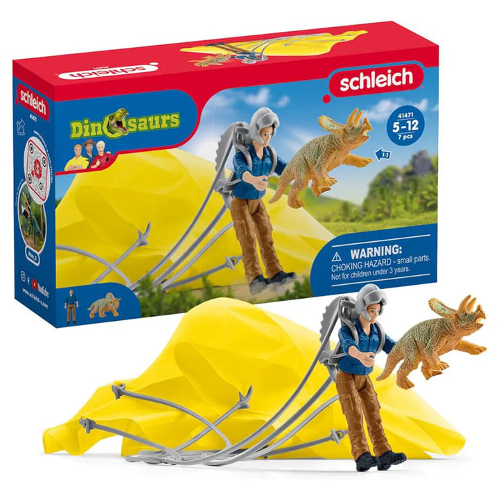 Schleich Dinosaurs Parachute Rescue Playset (7 Pieces)