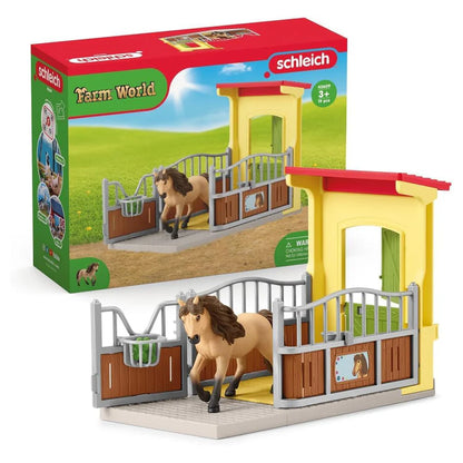 Schleich Farm World Pony Box with Icelandic Horse Stallion Playset (19 Pieces)