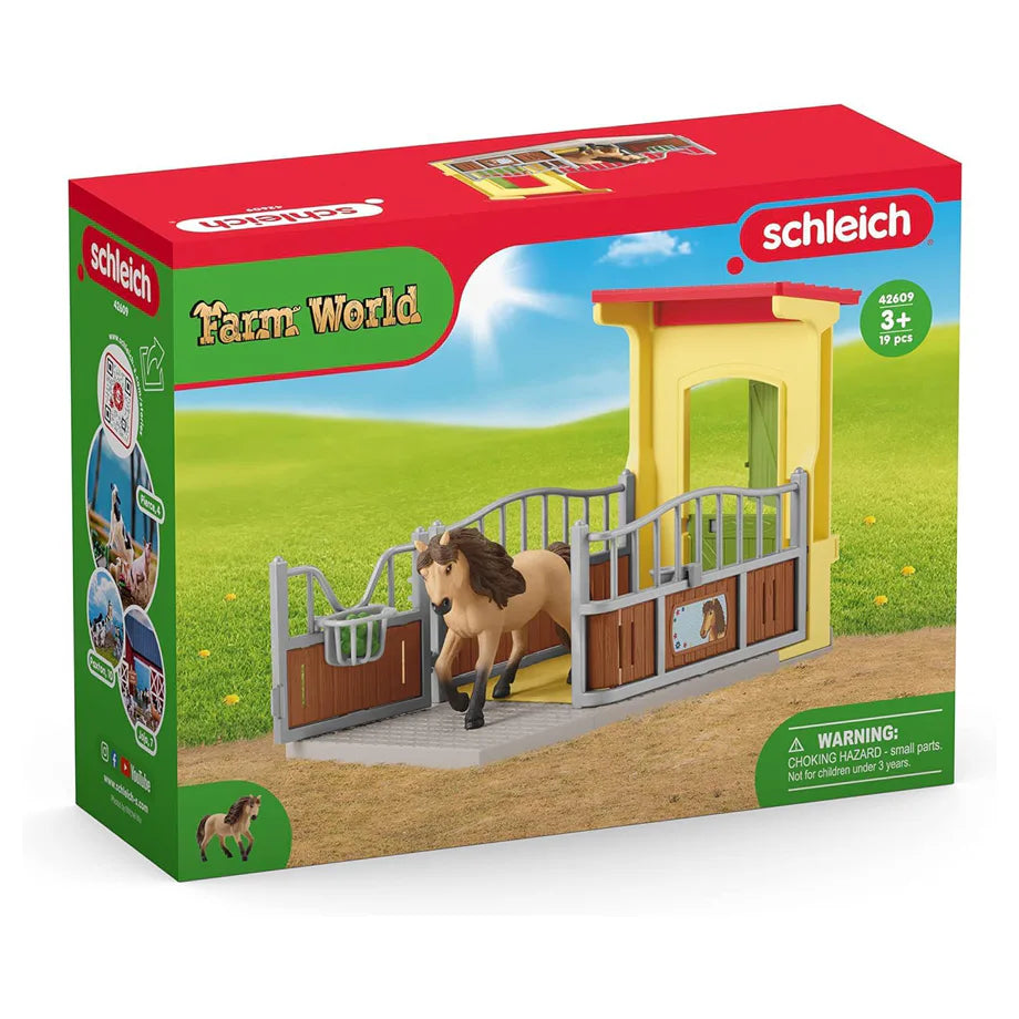 Schleich Farm World Pony Box with Icelandic Horse Stallion Playset (19 Pieces)