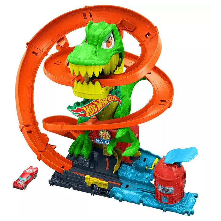 Hot Wheels Let’s Race x Hot Wheels City T-Rex Blaze Battle Playset