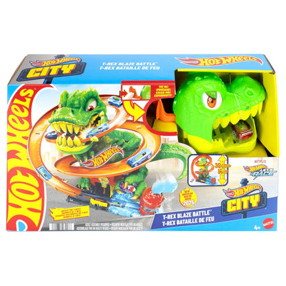 Hot Wheels Let’s Race x Hot Wheels City T-Rex Blaze Battle Playset
