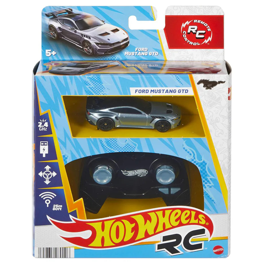 Hot Wheels Ford Mustang 1:64 Scale 2.4 GHz GTD Remote Control Car (Grey)