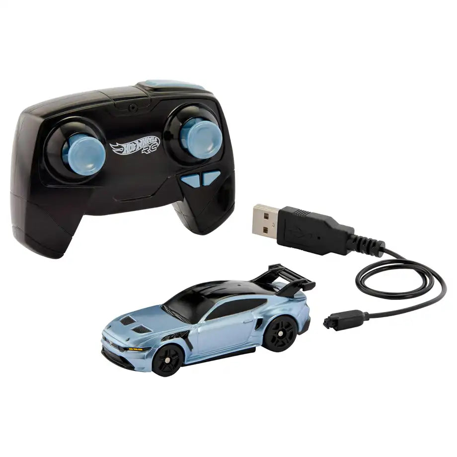 Hot Wheels Ford Mustang 1:64 Scale 2.4 GHz GTD Remote Control Car (Grey)