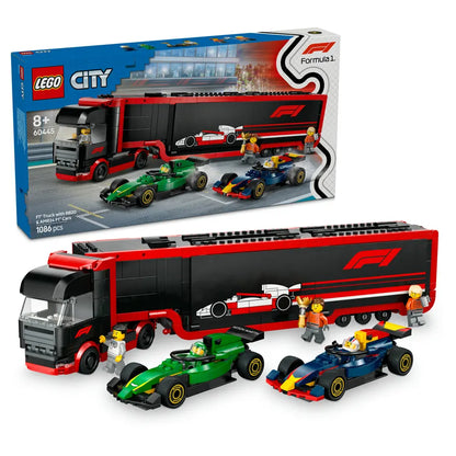 LEGO City F1 Truck with RB20 & AMR24 F1 Cars 60445 Building Set (1086 Pieces)