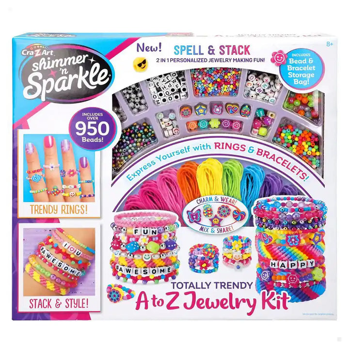Cra-Z-Art Shimmer ‘n Sparkle Totally Trendy A to Z Jewelry Kit (950+ Beads)