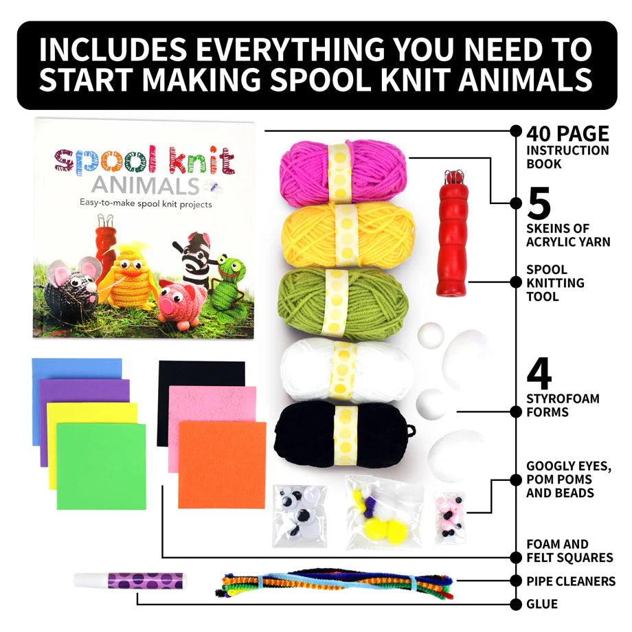 SpiceBOX Make & Play Spool Knit Animals Craft Kit