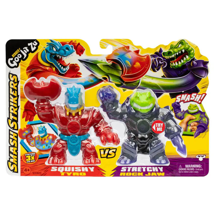 Heroes of Goo Jit Zu Smash Strikers Squishy Tyro vs Stretchy Rock Jaw Figures Set (Pack of 2)